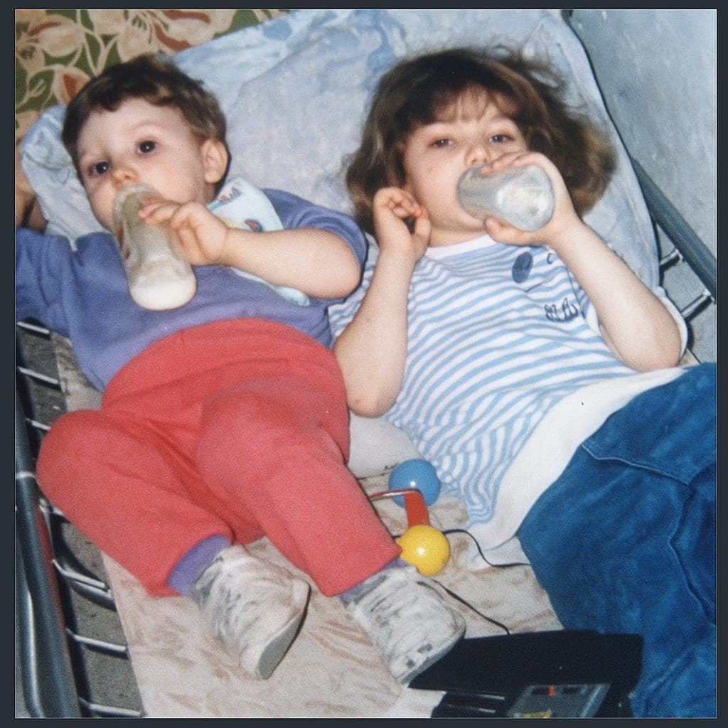 My brother and me as babies