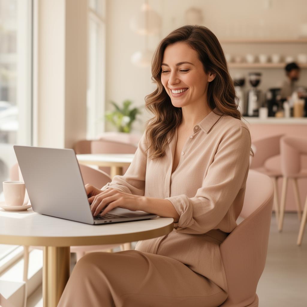 FollowEva — a woman closing her laptop in soft natural light, life beyond the business