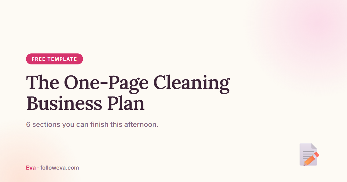 The one-page cleaning business plan template