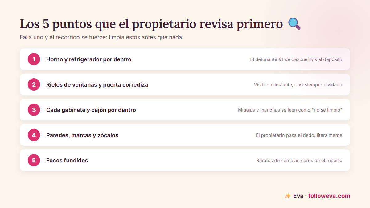 Los 5 puntos que revisan primero los caseros en una inspección de mudanza